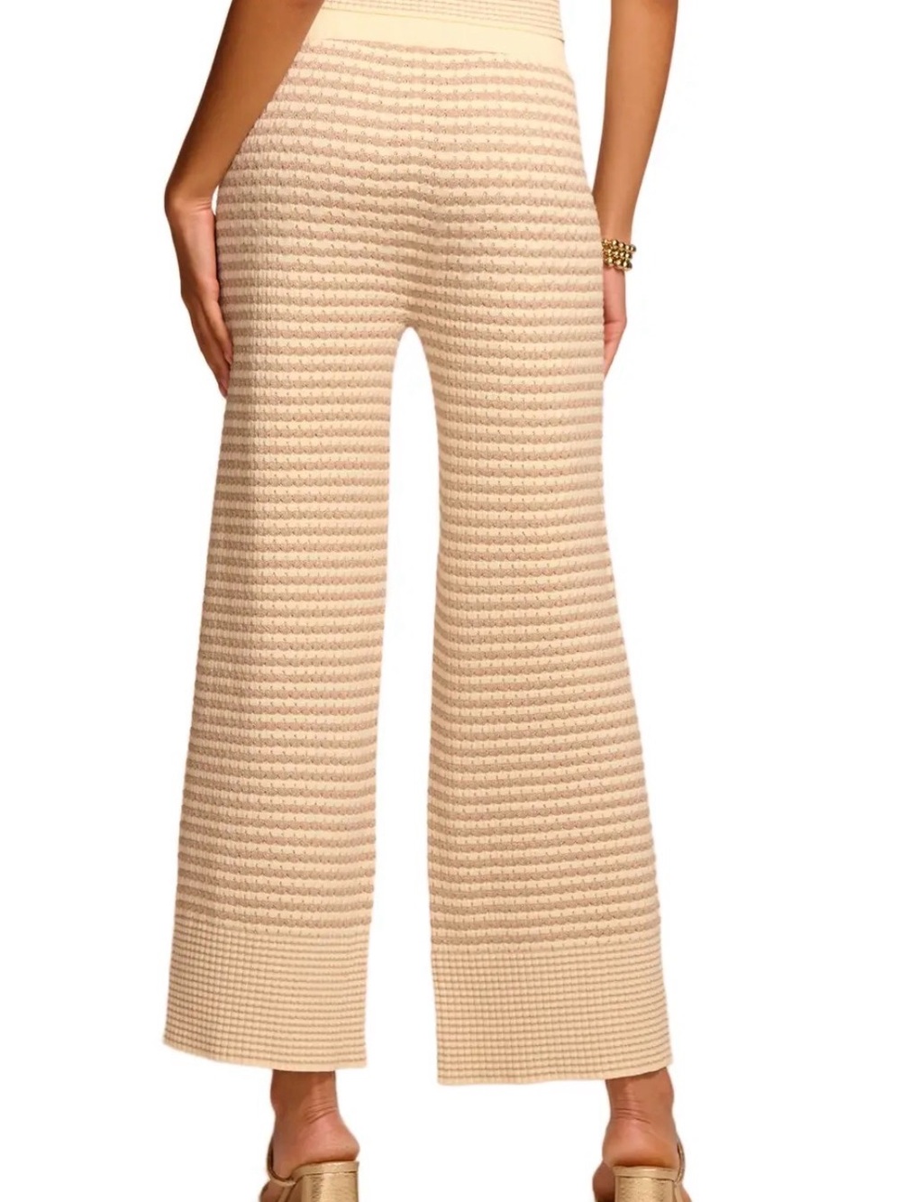 Ramy Brook Pants XL Cher Sandstone Beige White Wide Leg Cotton Stretch NWT $395 - Picture 2 of 12